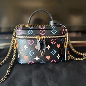 Louis Vuitton Black and Blue Crossbody Bag with Gold Hardware